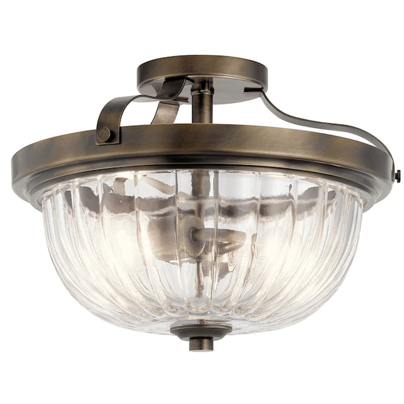 Kichler Chesterlyn 2-Light 14.13-in Vintage Tuscan Incandescent Semi-flush Mount Light
