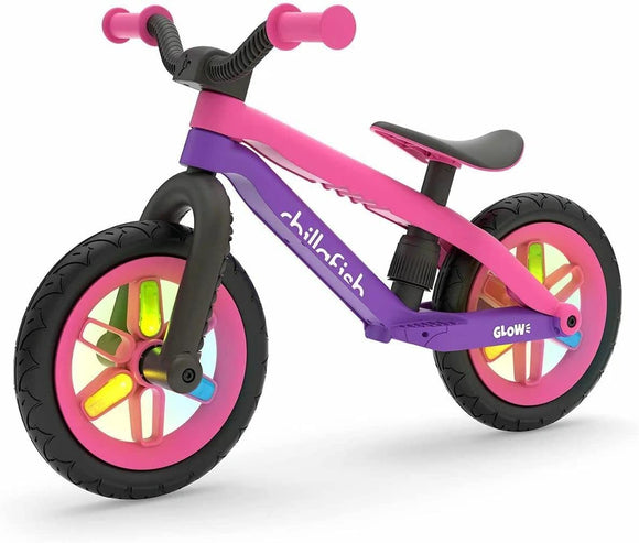 Chillafish BMXie GLOW Lightweight Balance Bike with Light-Up Wheels Pink