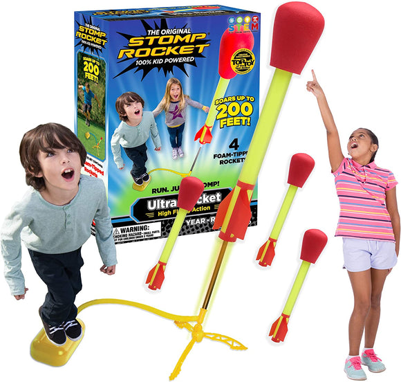 Original Stomp Rocket - Ultra Rocket Launcher for Kids - Soars 200 Feet - 4 High Flying Rockets ...