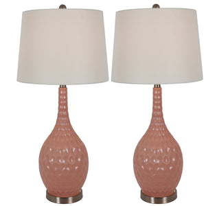 Fletch Glass Genie Table Lamp in Pink..