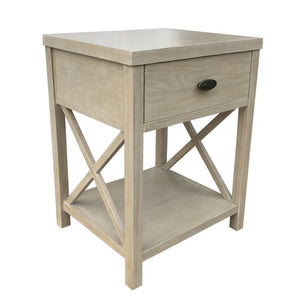 Decor Therapy Cade X-side 1 Drawer Accent Table with 1 Shelf Gray..