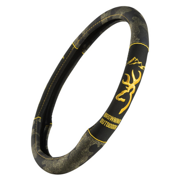 Browning Browning Forest Grip Camo Yellow Stitch Steering Wheel Cover