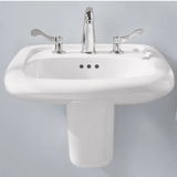 Murro Wall Hung Bathroom Sink with Overflow and Center Hole Only in White by American Standard W...