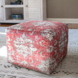 Decor Therapy Poufs Red/Ivory - Red & Ivory Olivia Square Pouf..