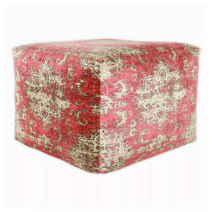 Decor Therapy Poufs Red/Ivory - Red & Ivory Olivia Square Pouf..