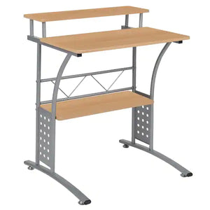 Clifton Maple Computer Desk with Top & Lower Storage Shelves..