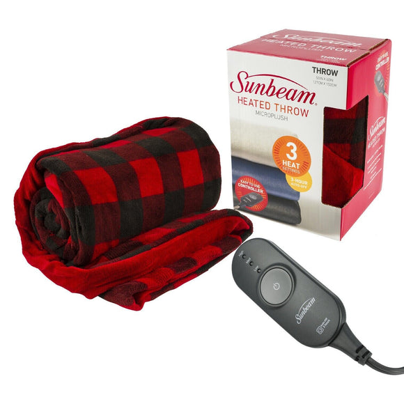 Sunbeam Plaid Micro Plush Corded Electric Blankets Non-Standard..