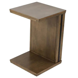 Decor Therapy Cruz Walnut C-Shaped End Table with Book Rack, Brown